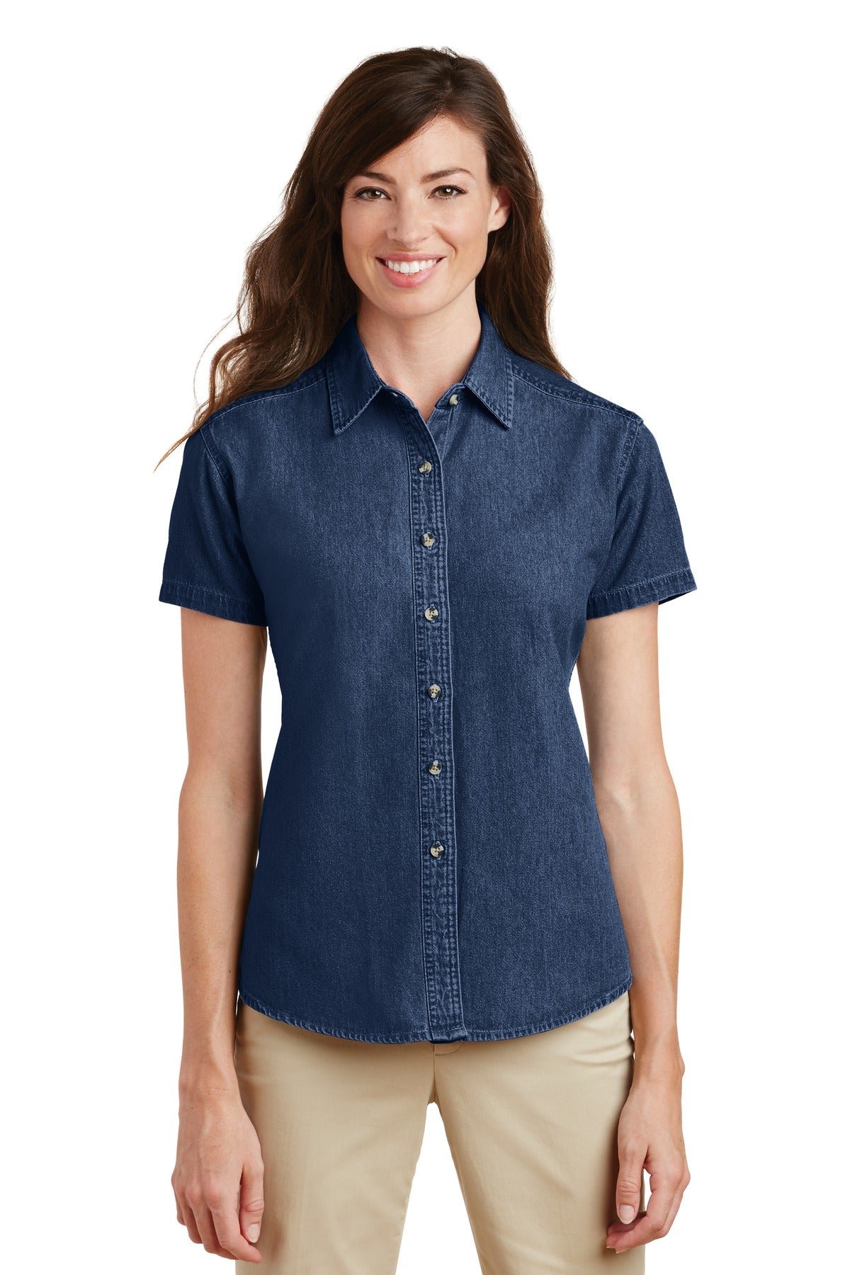 Port & Company- Port & Company® Women's Short Sleeve Value Denim Shirt. LSP11-Medtech- 2