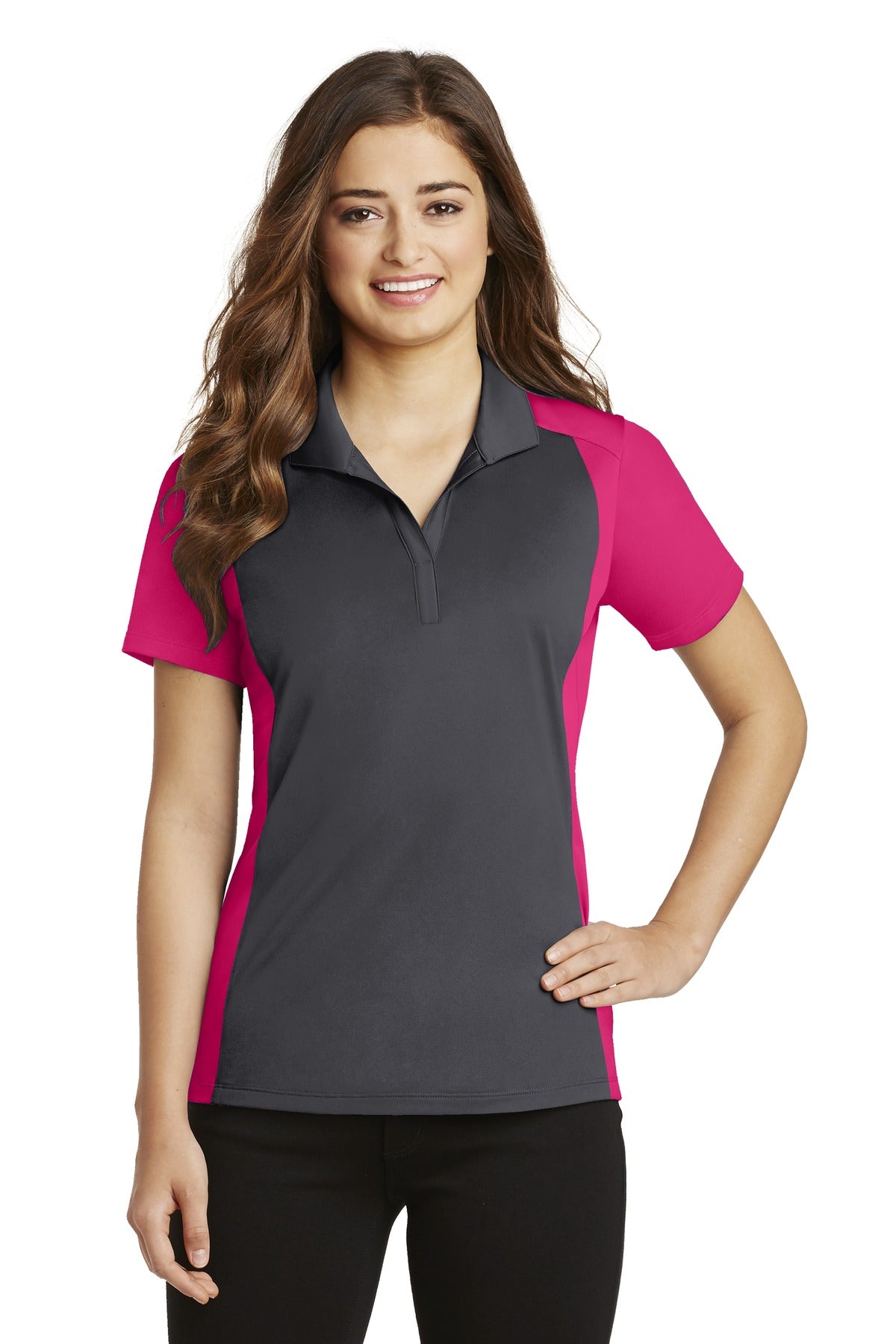 Sport-Tek- Sport-Tek® Women's Colorblock Micropique Sport-Wick® Polo. LST652-Medtech- 4