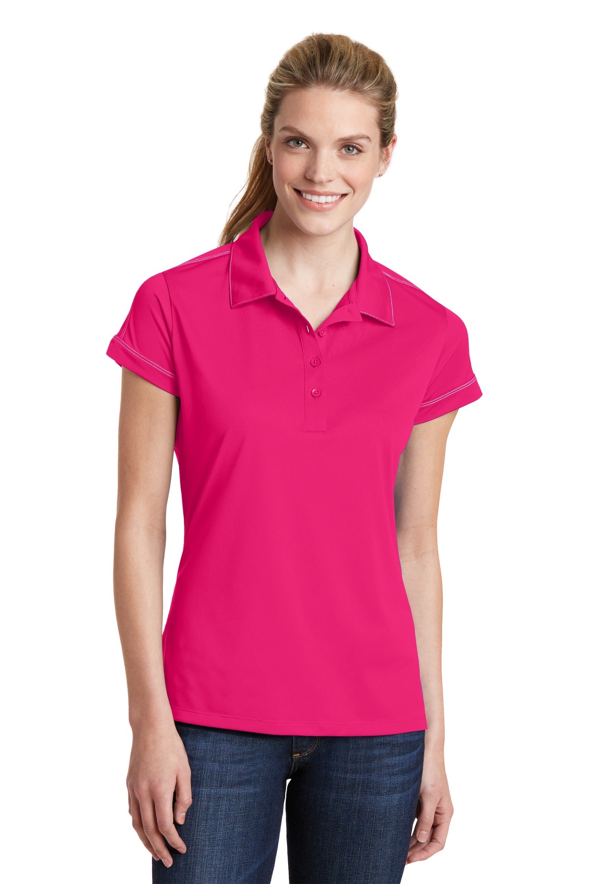 Sport-Tek- Sport-Tek® Women's Contrast Stitch Micropique Sport-Wick® Polo. LST659-Medtech- 2