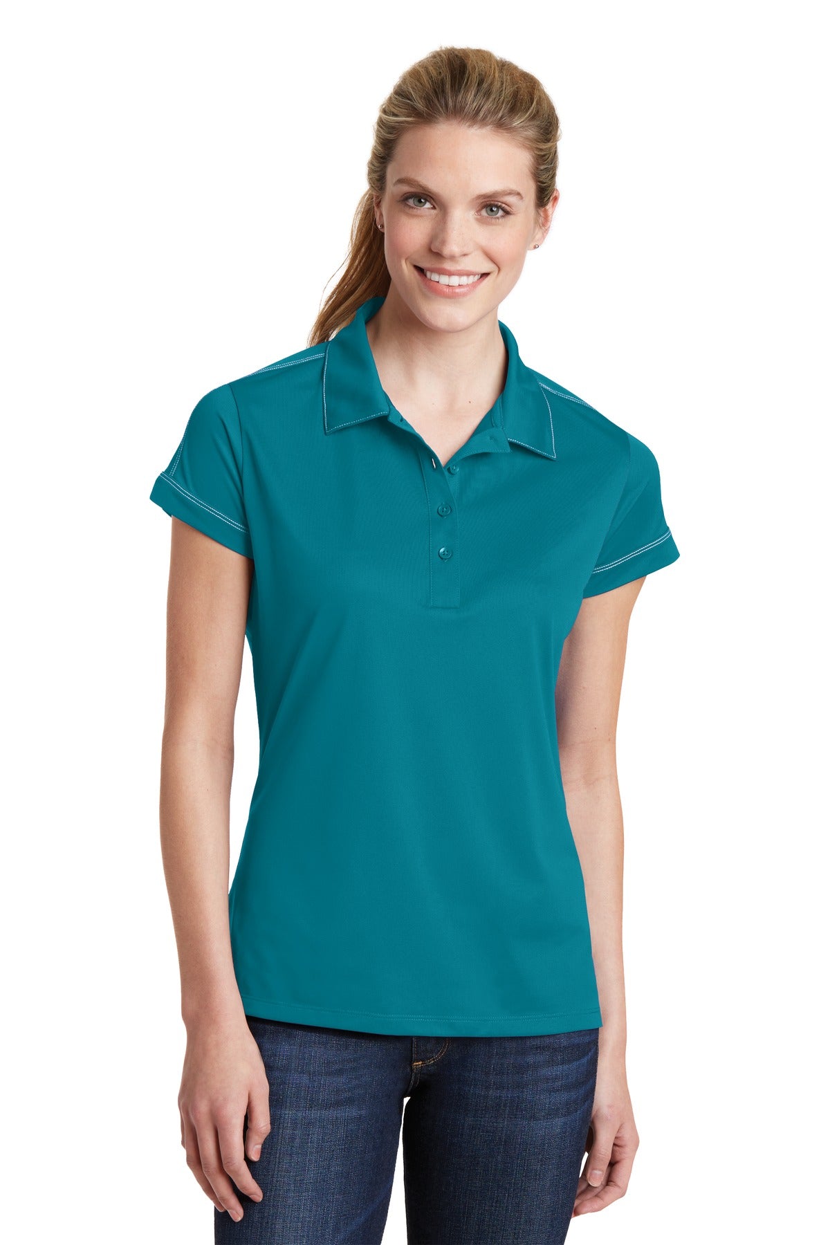 Sport-Tek- Sport-Tek® Women's Contrast Stitch Micropique Sport-Wick® Polo. LST659-Medtech- 3