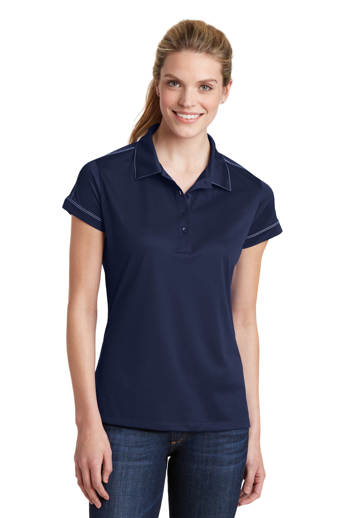 Sport-Tek- Sport-Tek® Women's Contrast Stitch Micropique Sport-Wick® Polo. LST659-Medtech- 4