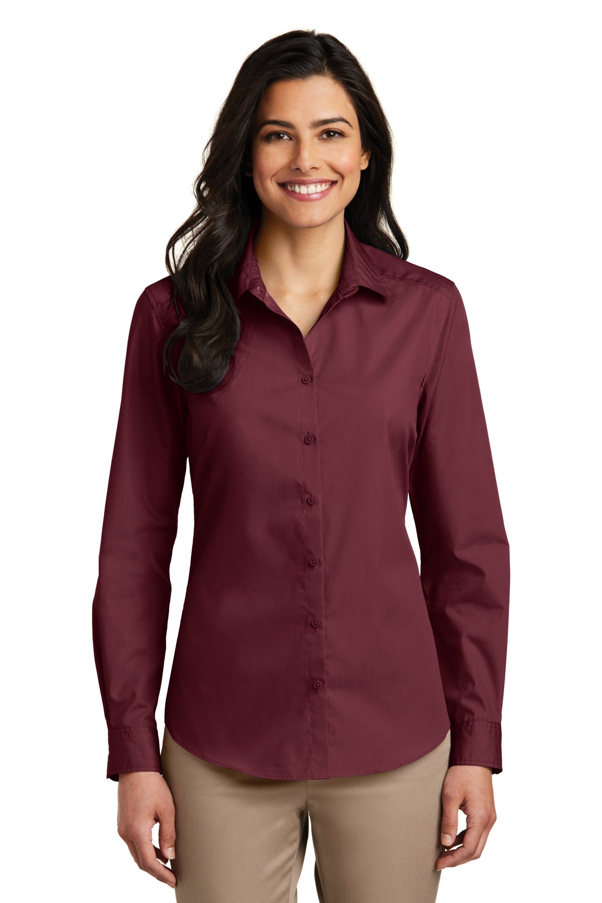 Port Authority- Port Authority® Women's Long Sleeve Carefree Poplin Shirt. LW100-Medtech- 1