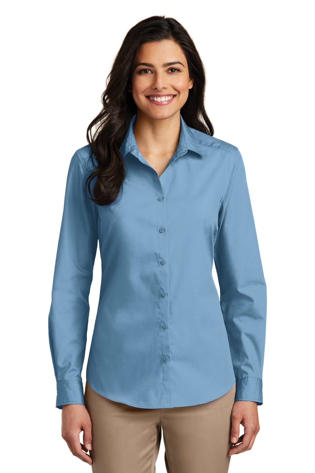 Port Authority- Port Authority® Women's Long Sleeve Carefree Poplin Shirt. LW100-Medtech- 2