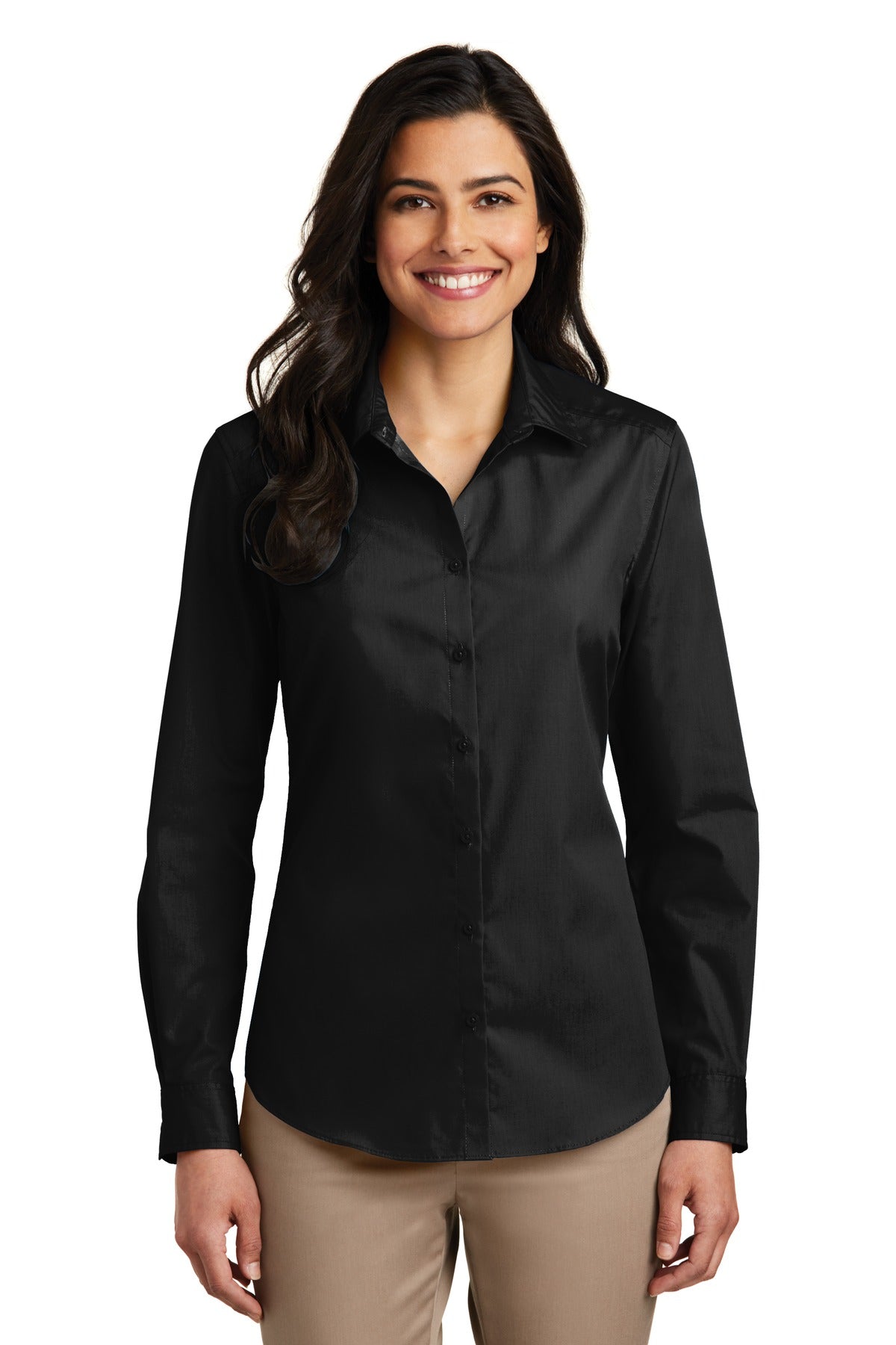 Port Authority- Port Authority® Women's Long Sleeve Carefree Poplin Shirt. LW100-Medtech- 3