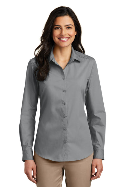 Port Authority- Port Authority® Women's Long Sleeve Carefree Poplin Shirt. LW100-Medtech- 5