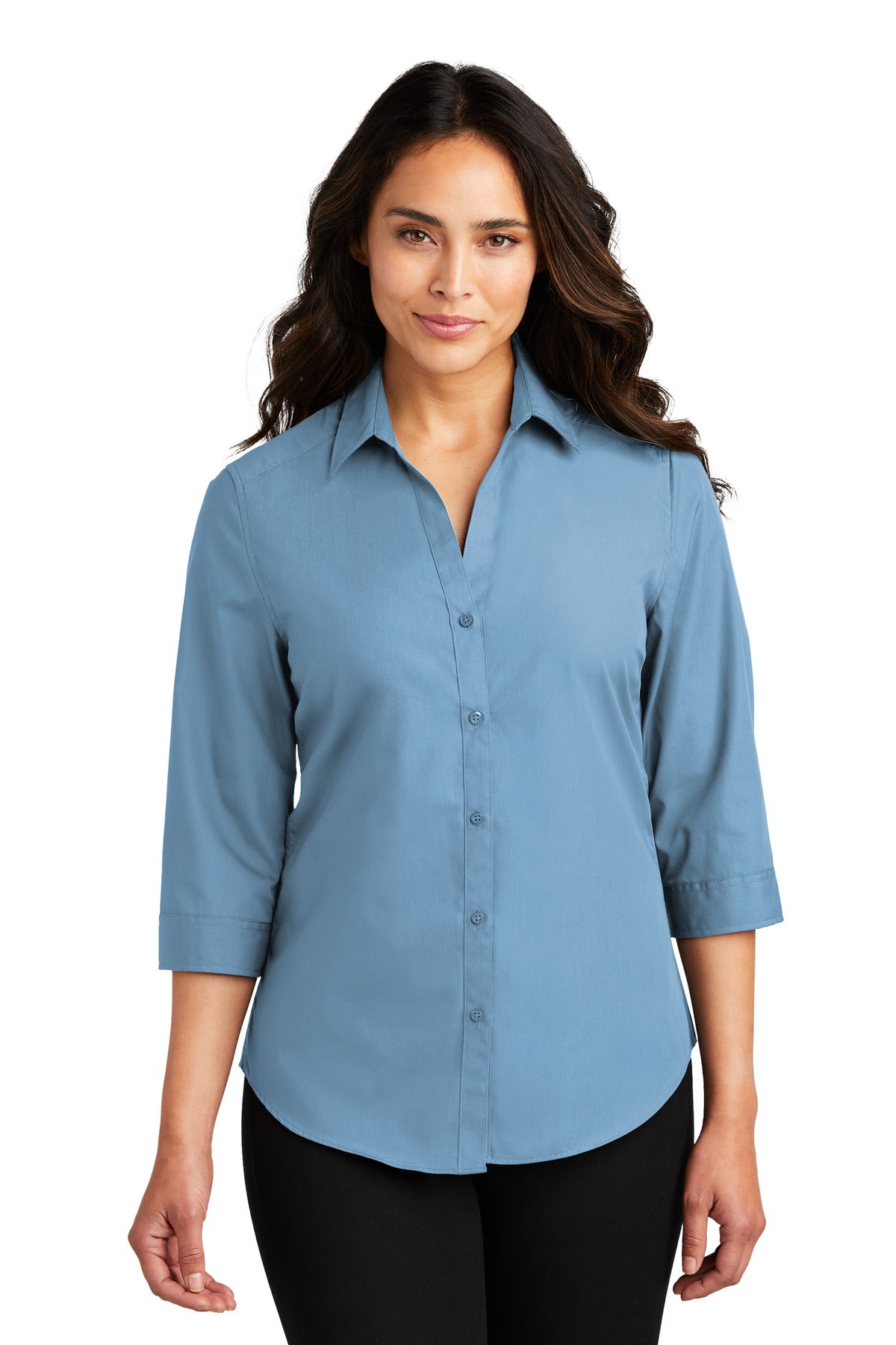 Port Authority- Port Authority® Women's 3/4-Sleeve Carefree Poplin Shirt. LW102-Medtech- 1