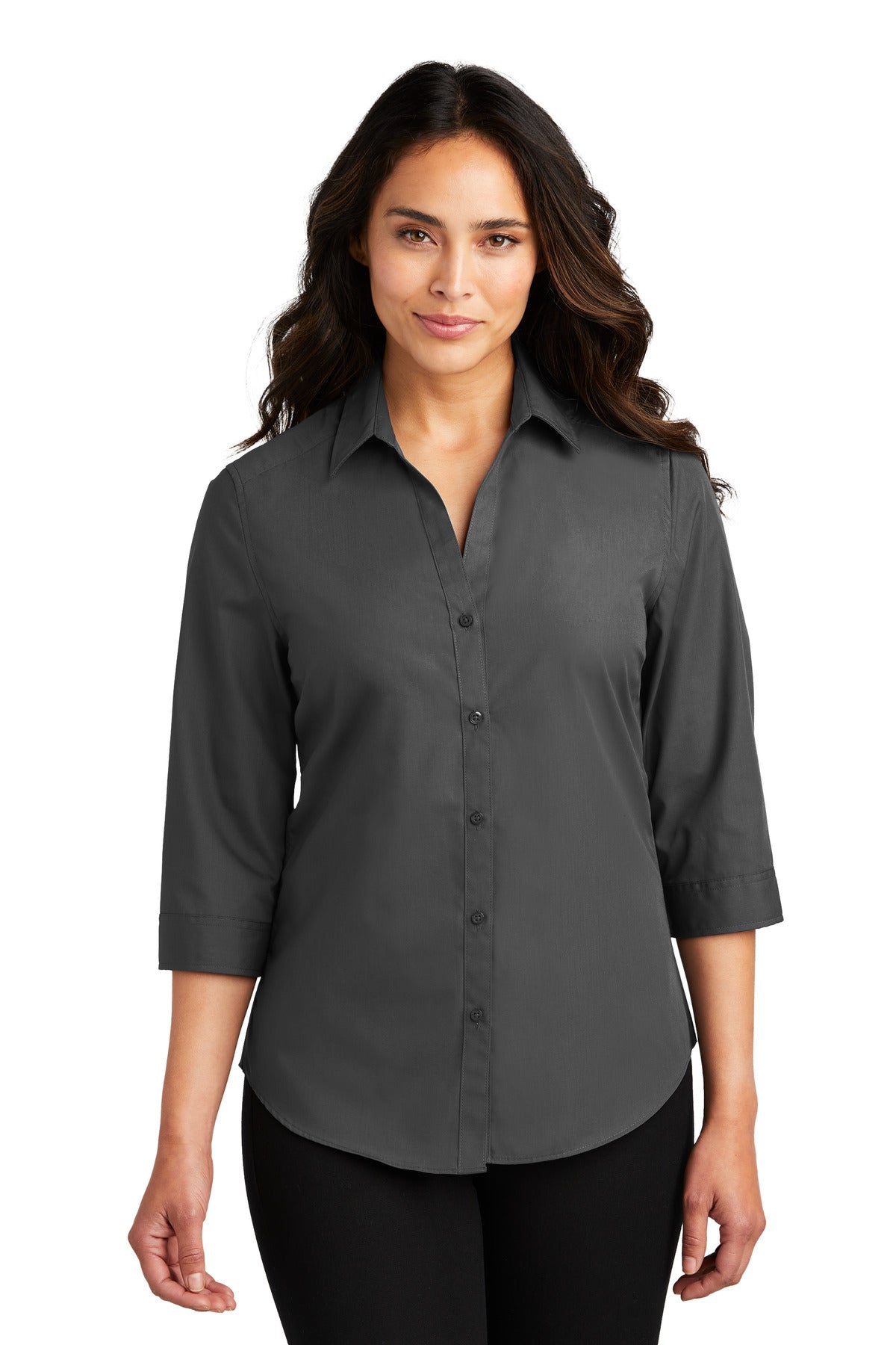 Port Authority- Port Authority® Women's 3/4-Sleeve Carefree Poplin Shirt. LW102-Medtech- 3