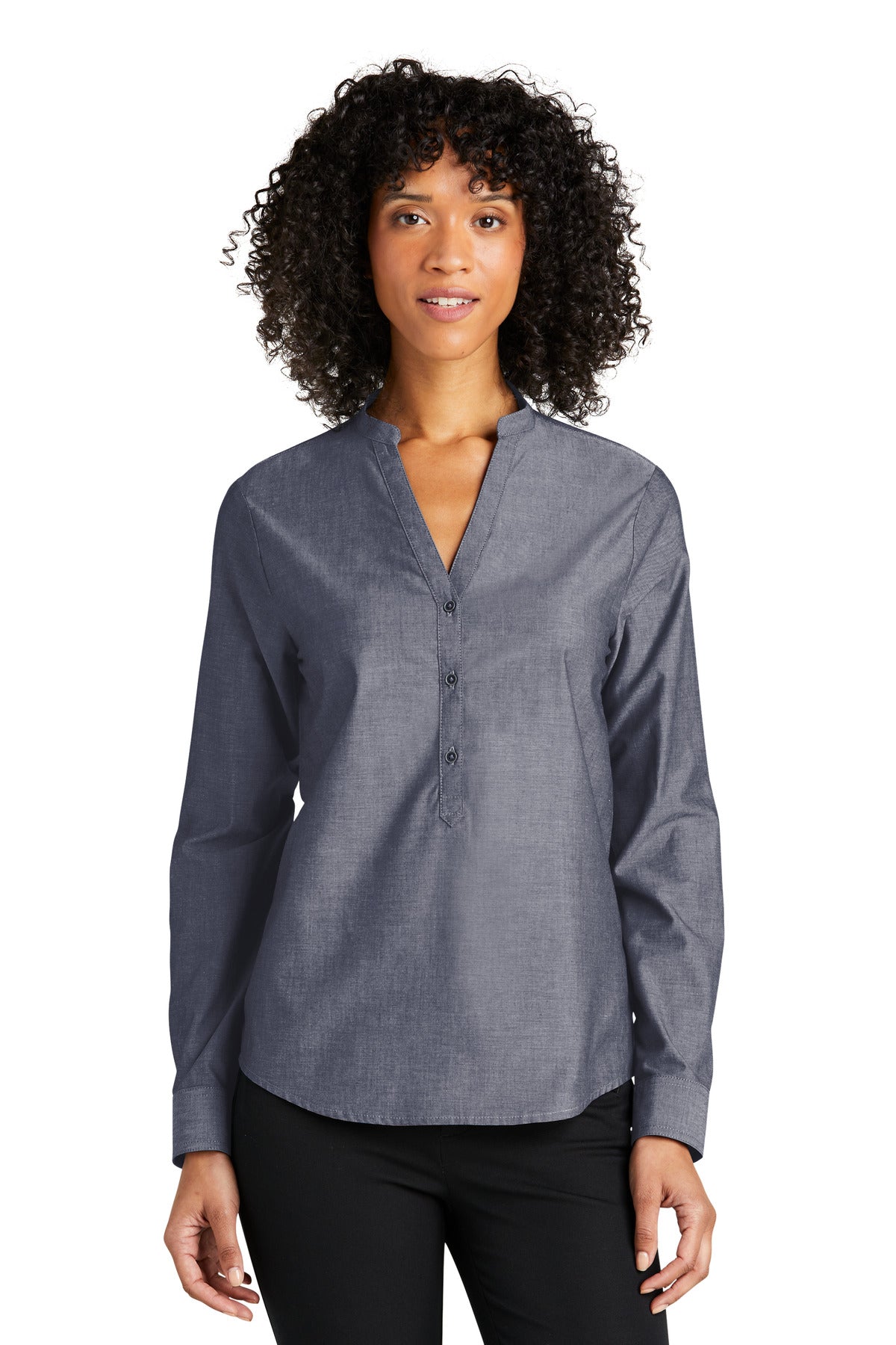 Port Authority- Port Authority® Women's Long Sleeve Chambray Easy Care Shirt LW382-Medtech- 2