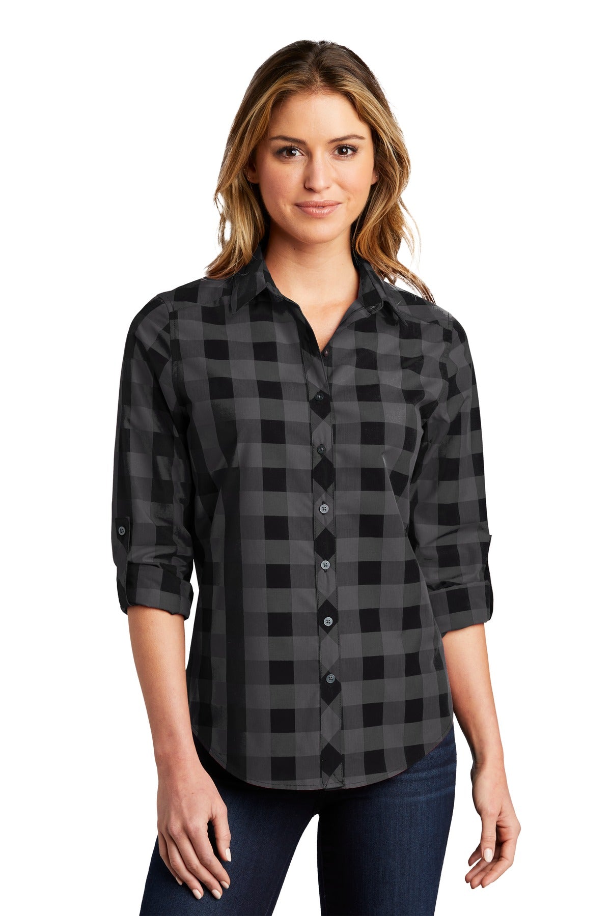 Port Authority- Port Authority® Women's Everyday Plaid Shirt. LW670-Medtech- 1