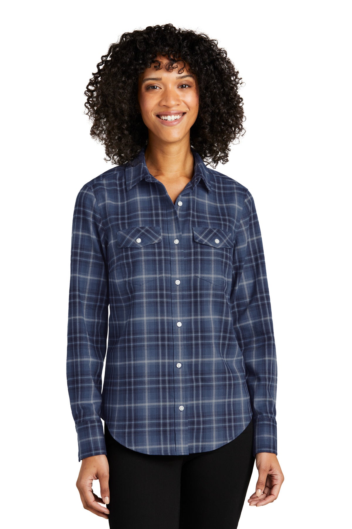 Port Authority- Port Authority® Women's Long Sleeve Ombre Plaid Shirt LW672-Medtech- 3