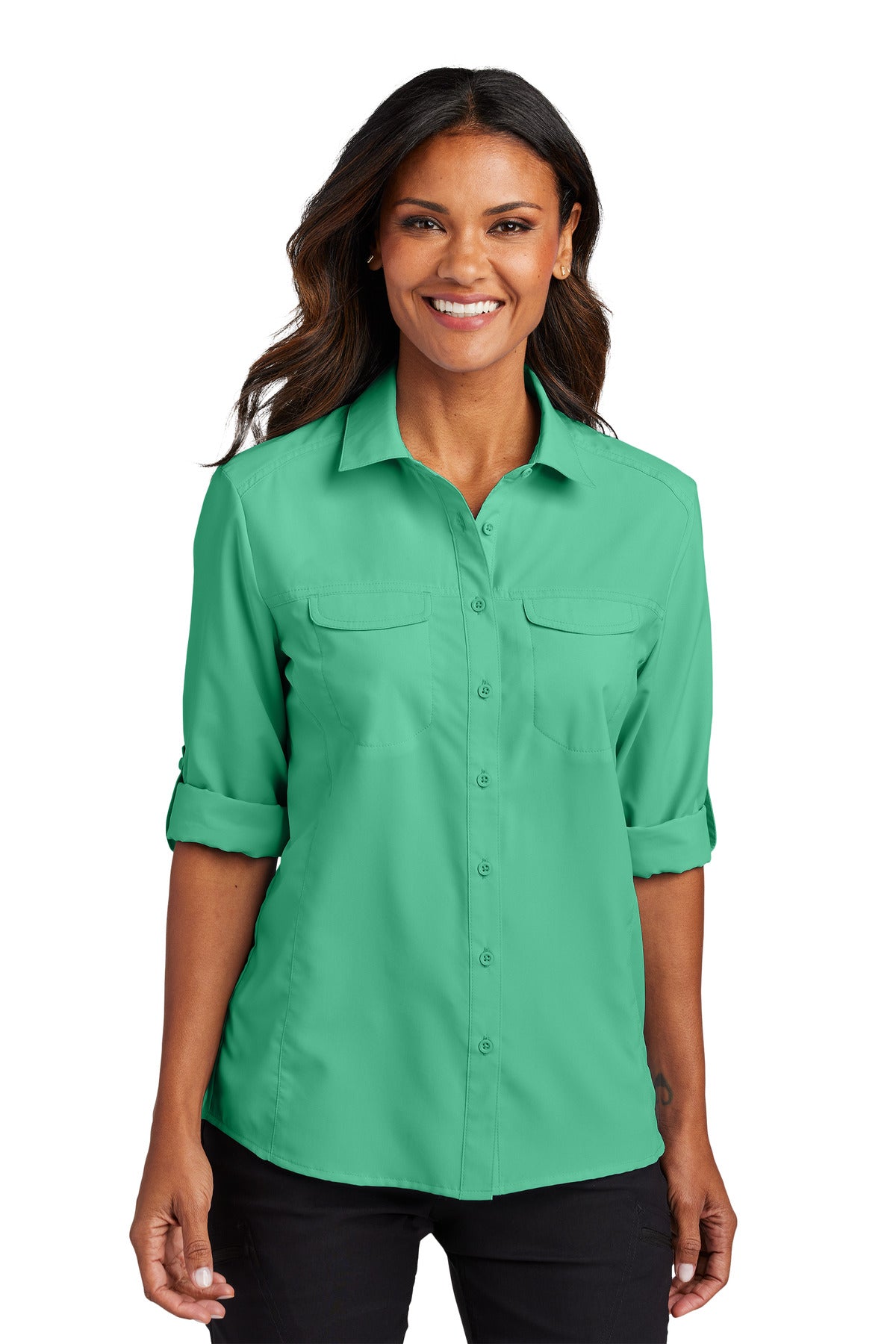 Port Authority- Port Authority® Women's Long Sleeve UV Daybreak Shirt LW960-Medtech- 1