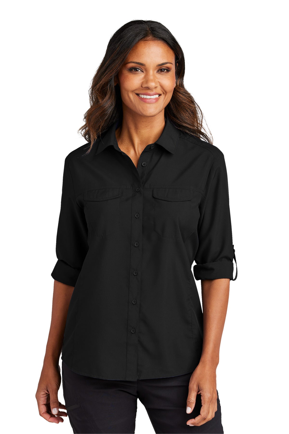 Port Authority- Port Authority® Women's Long Sleeve UV Daybreak Shirt LW960-Medtech- 2