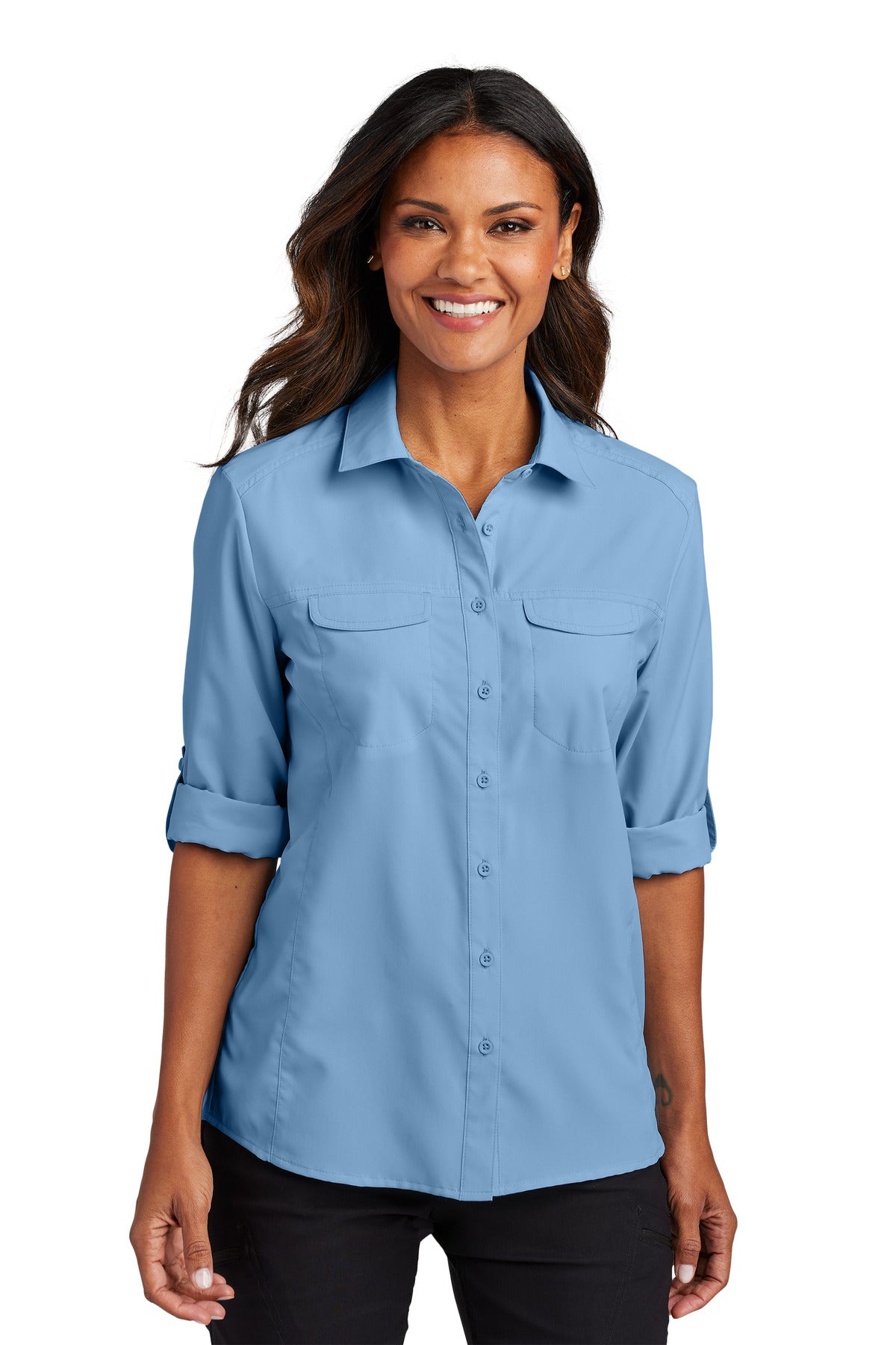 Port Authority- Port Authority® Women's Long Sleeve UV Daybreak Shirt LW960-Medtech- 3