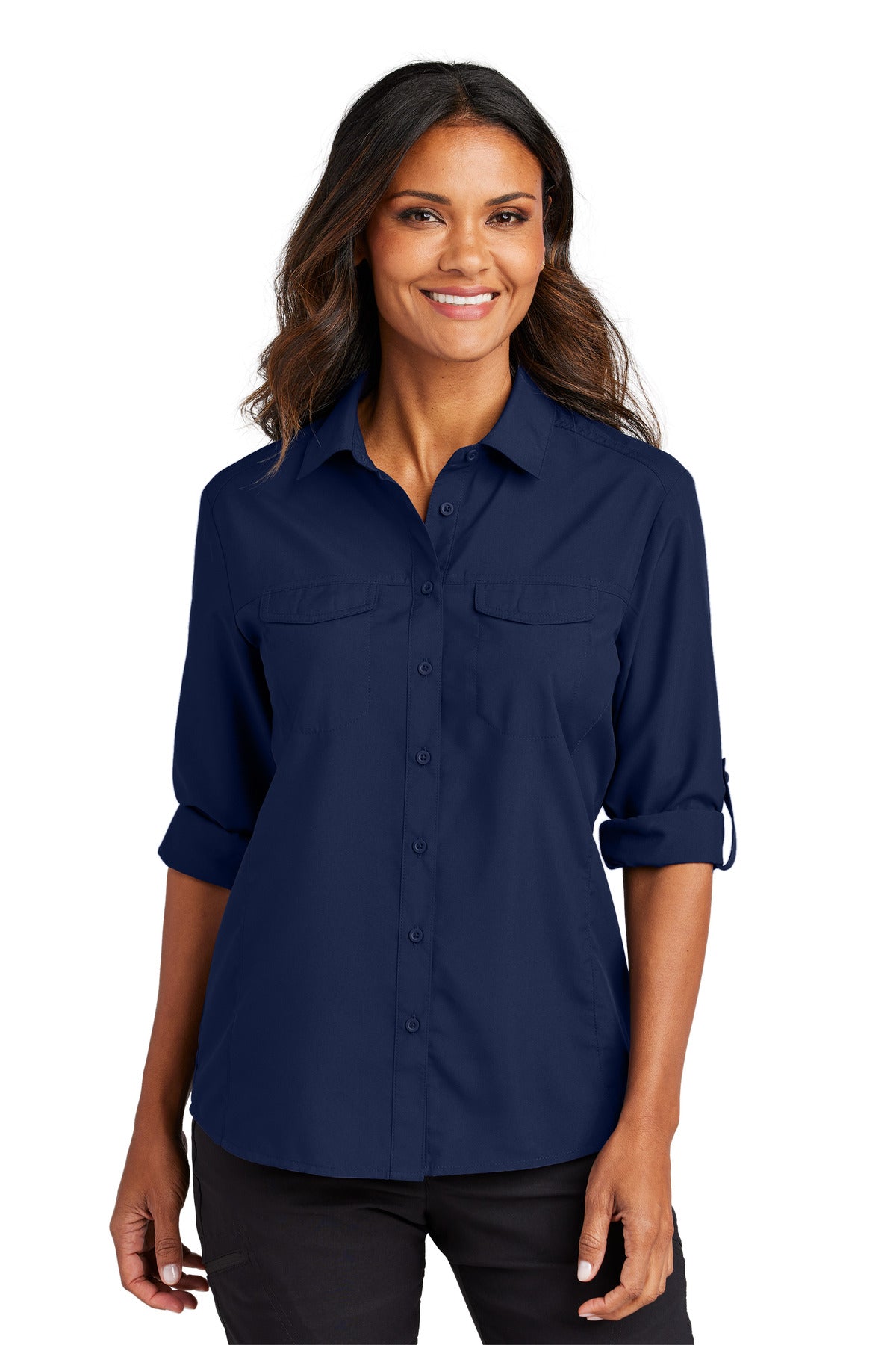 Port Authority- Port Authority® Women's Long Sleeve UV Daybreak Shirt LW960-Medtech- 4