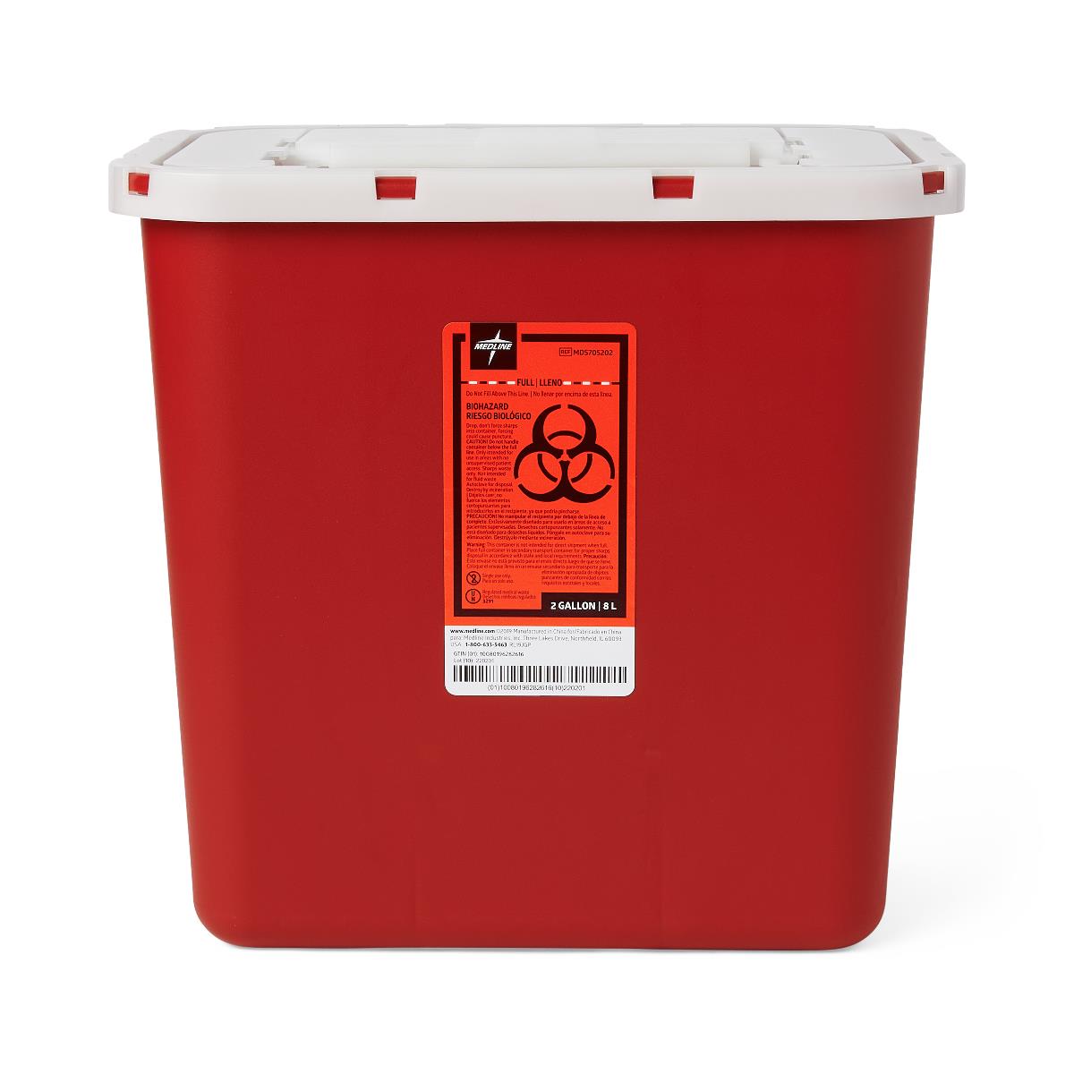 Medline Wall Mount Sharps Container, 2 Gal