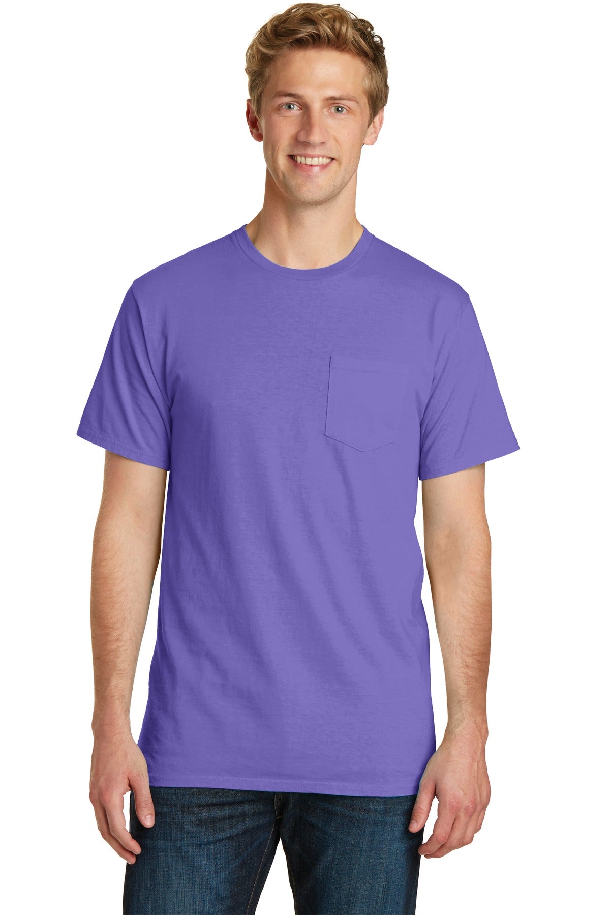 Port & Company- Port & Company® Beach Wash® Garment-Dyed Pocket Tee. PC099P-Medtech- 1