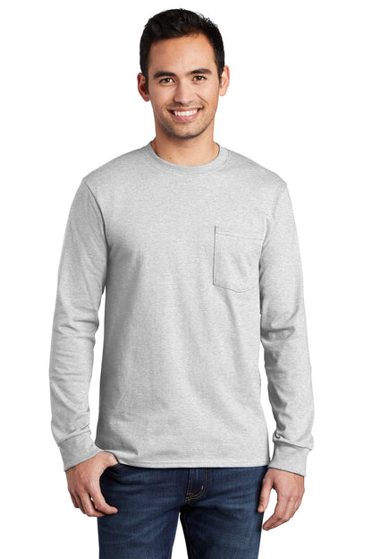 Port & Company- Port & Company® Tall Long Sleeve Essential Pocket Tee. PC61LSPT-Medtech- 1