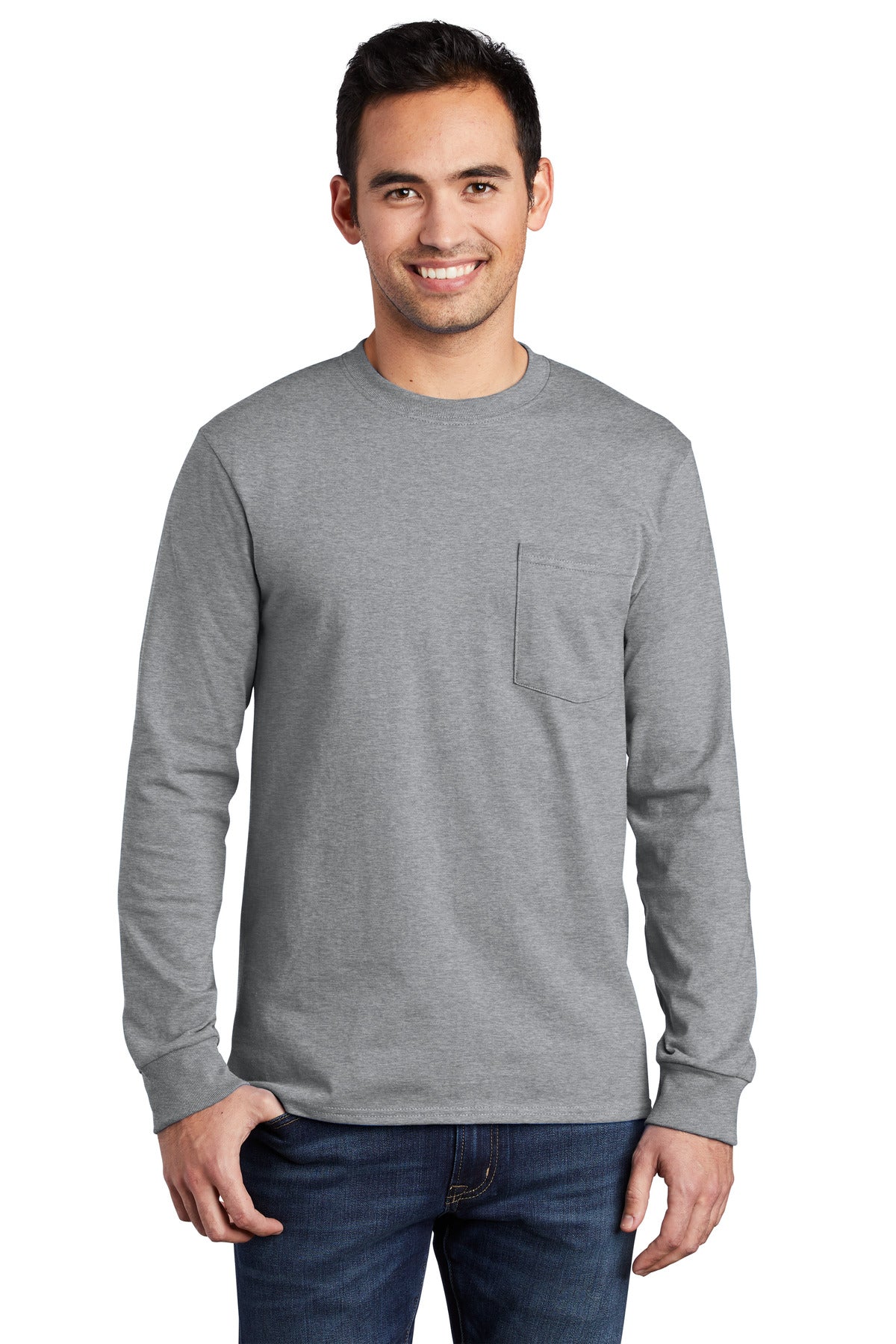 Port & Company- Port & Company® Tall Long Sleeve Essential Pocket Tee. PC61LSPT-Medtech- 2