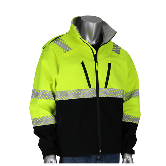  PIP-PIP® ANSI Type R Class 3 Ripstop Softshell Black Bottom Jacket, Yellow-MedTech-1