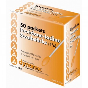 Povidone Iodine Swabsticks 1's, 10/Case