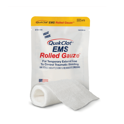 QuikClot® EMS Rolled Gauze Hemostatic Dressing, 3 in. x 4 ft.