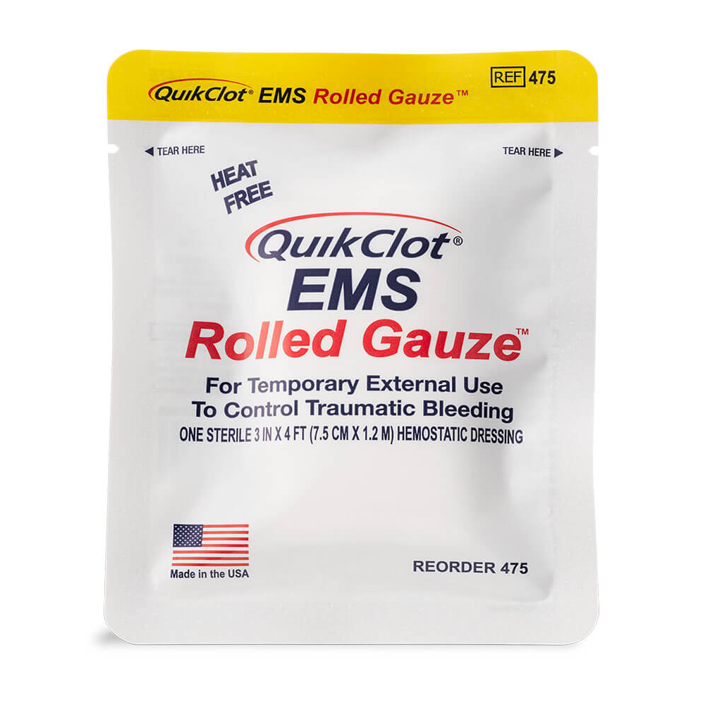 QuikClot® EMS Rolled Gauze Hemostatic Dressing, 3 in. x 4 ft.