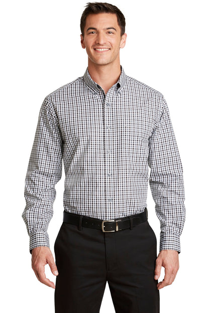 Port Authority- Port Authority® Long Sleeve Gingham Easy Care Shirt. S654-Medtech- 1