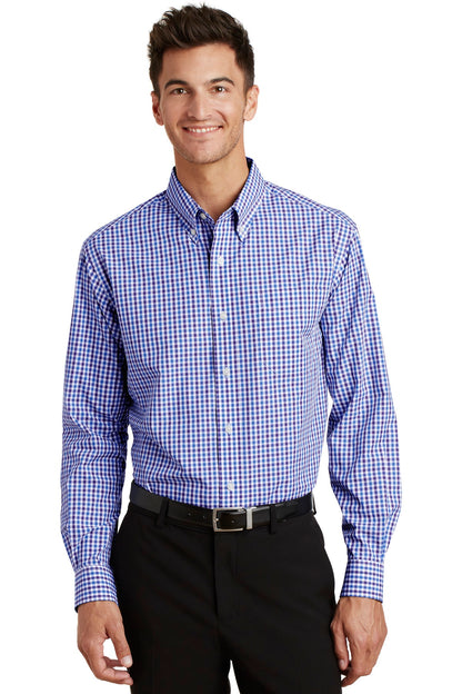 Port Authority- Port Authority® Long Sleeve Gingham Easy Care Shirt. S654-Medtech- 2