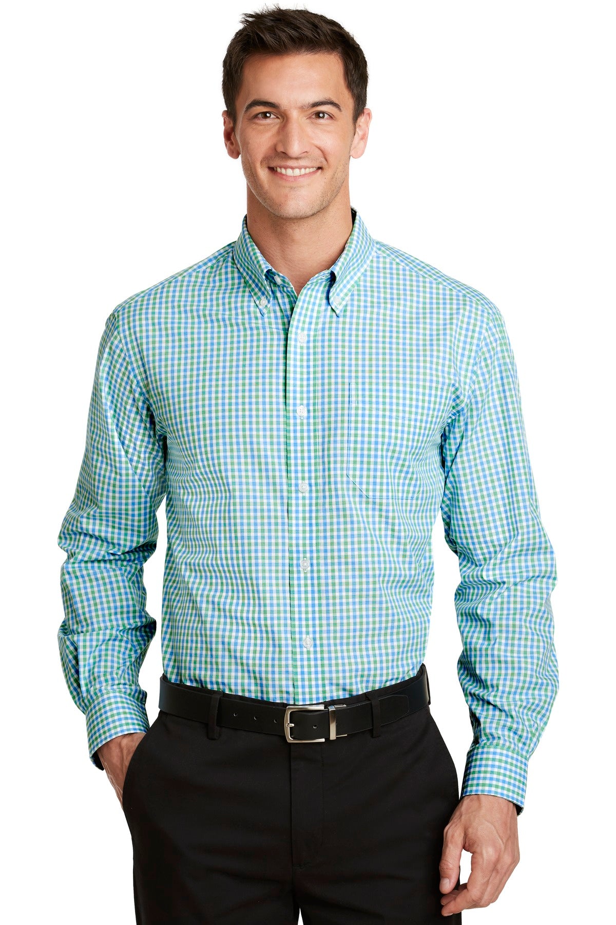 Port Authority- Port Authority® Long Sleeve Gingham Easy Care Shirt. S654-Medtech- 3