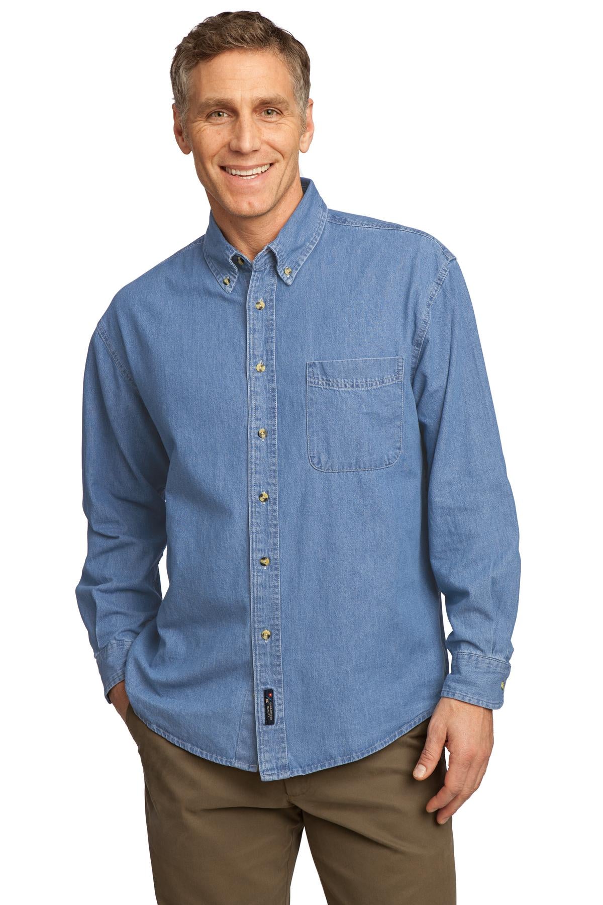 Port & Company- Port & Company® - Long Sleeve Value Denim Shirt. SP10-Medtech- 1