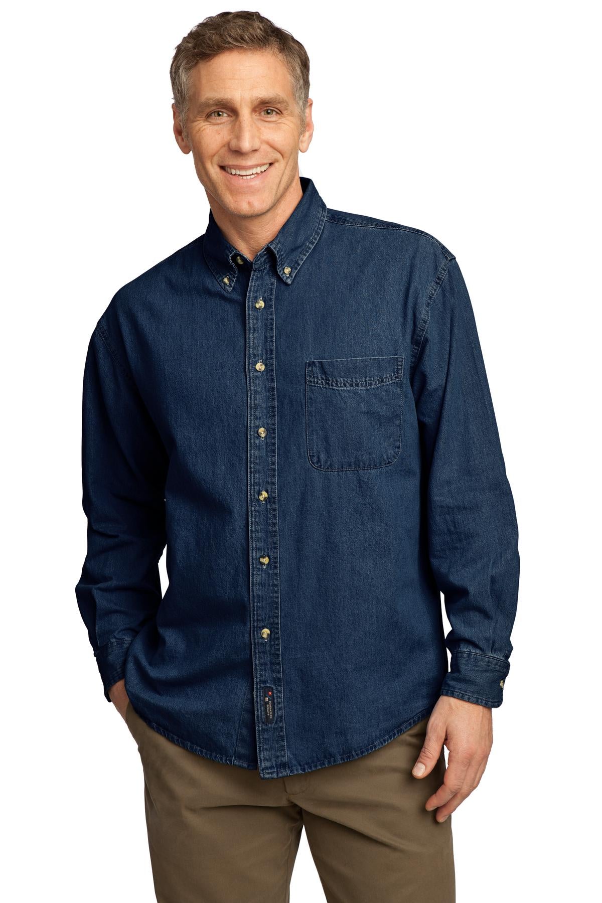 Port & Company- Port & Company® - Long Sleeve Value Denim Shirt. SP10-Medtech- 2