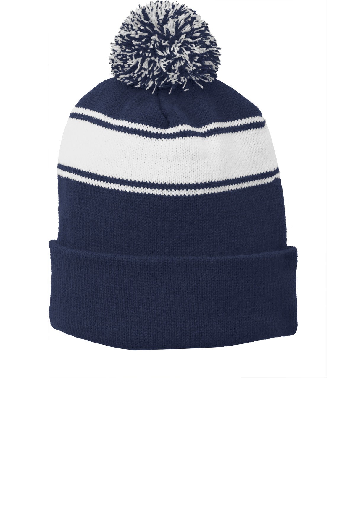 Sport-Tek- Sport-Tek® Stripe Pom Pom Beanie. STC28-Medtech- 5