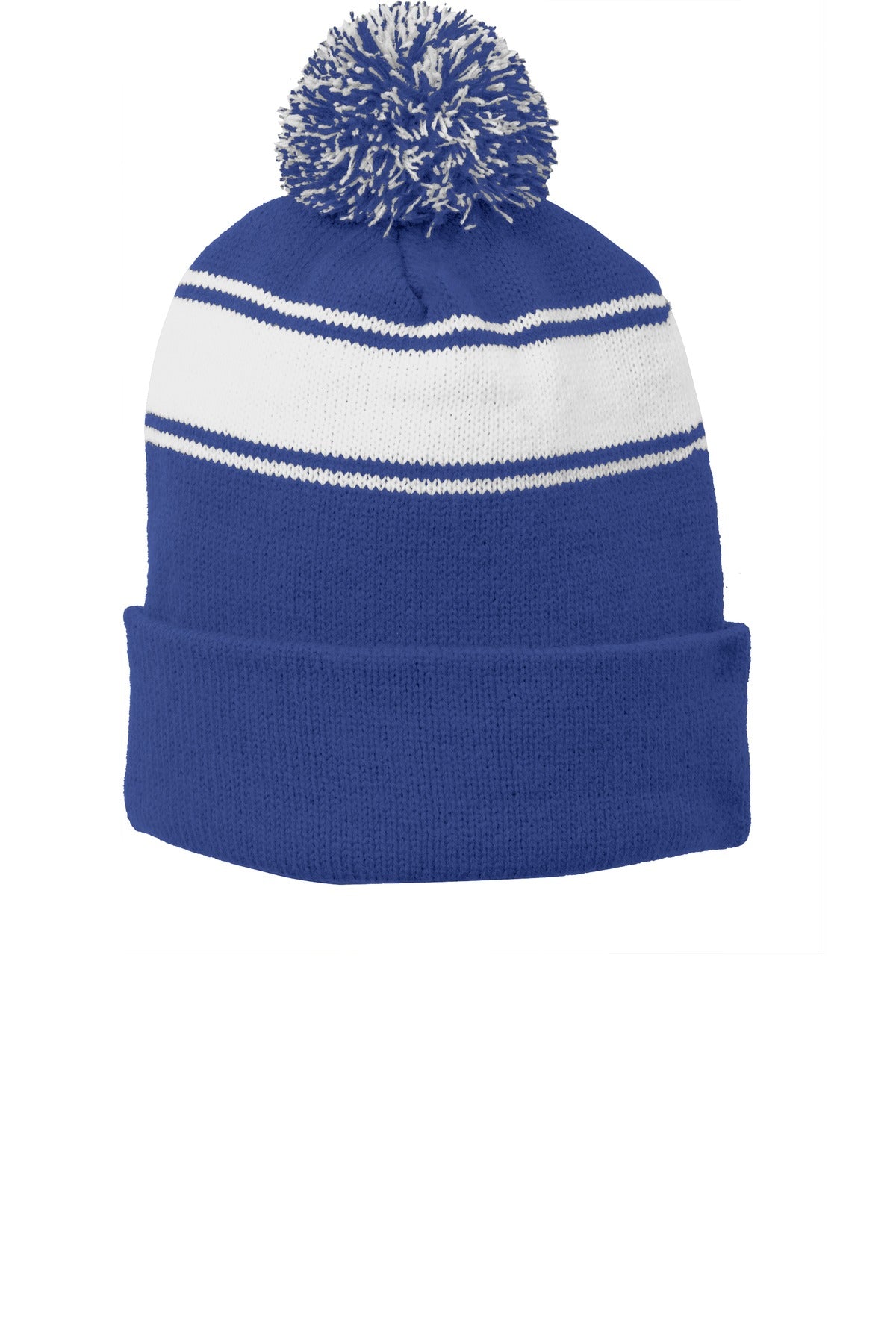 Sport-Tek- Sport-Tek® Stripe Pom Pom Beanie. STC28-Medtech- 6