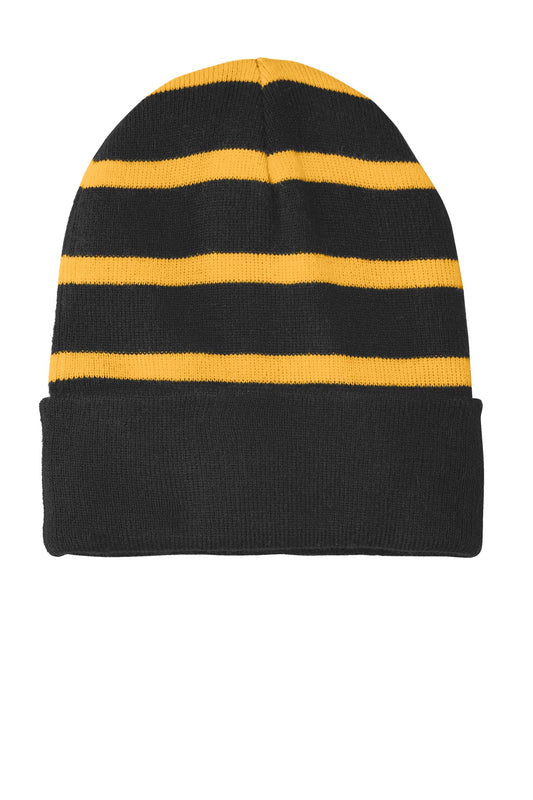 Sport-Tek- Sport-Tek® Striped Beanie with Solid Band. STC31-Medtech- 1