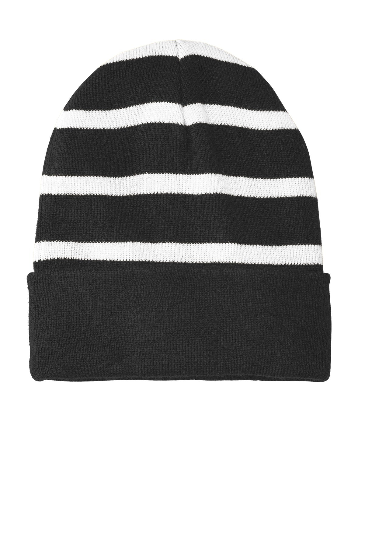 Sport-Tek- Sport-Tek® Striped Beanie with Solid Band. STC31-Medtech- 4