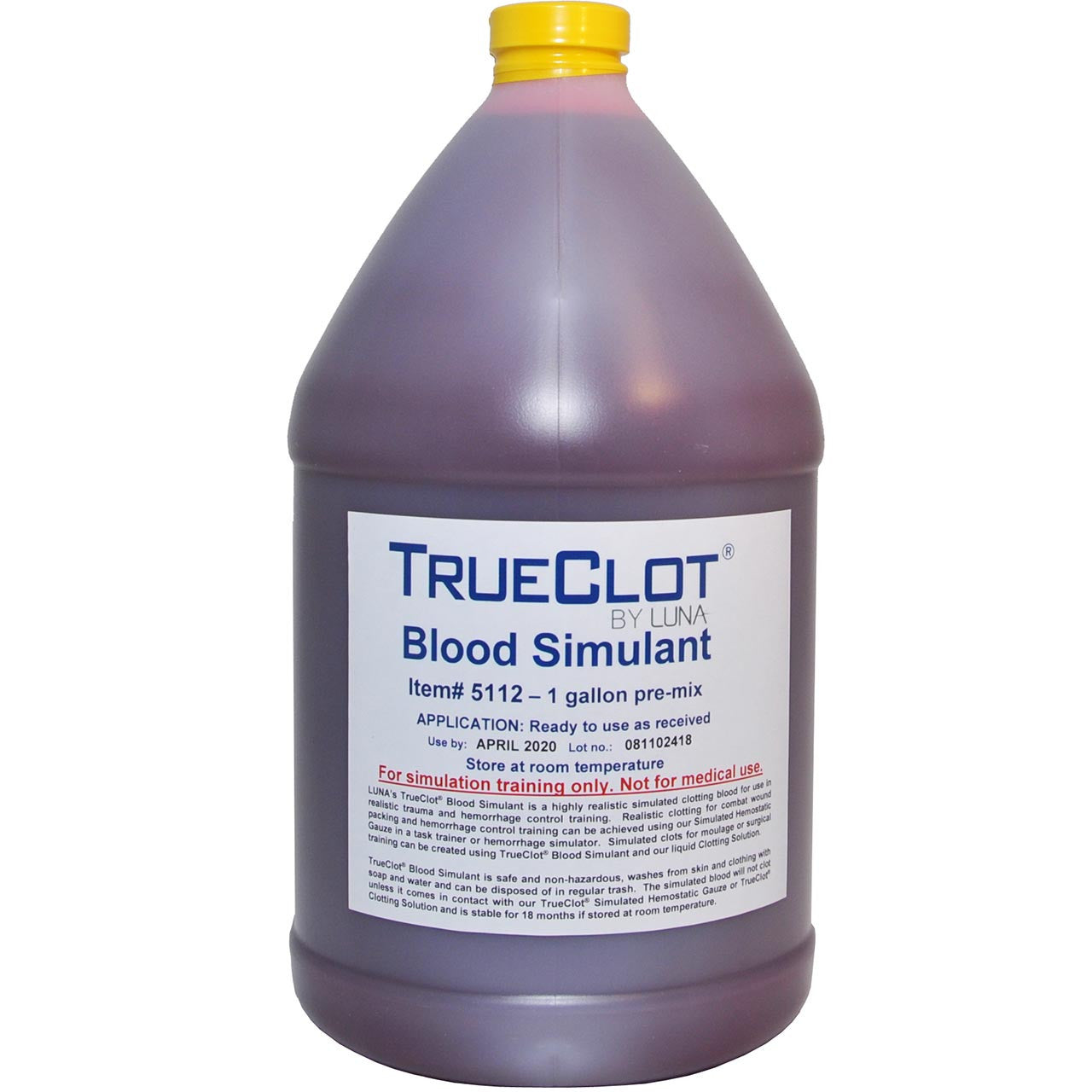 TrueClot® Blood Simulant, Pre-Mixed 1 Gallon