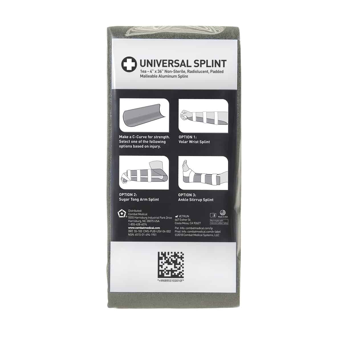 Universal Splint - Olive Drab flat