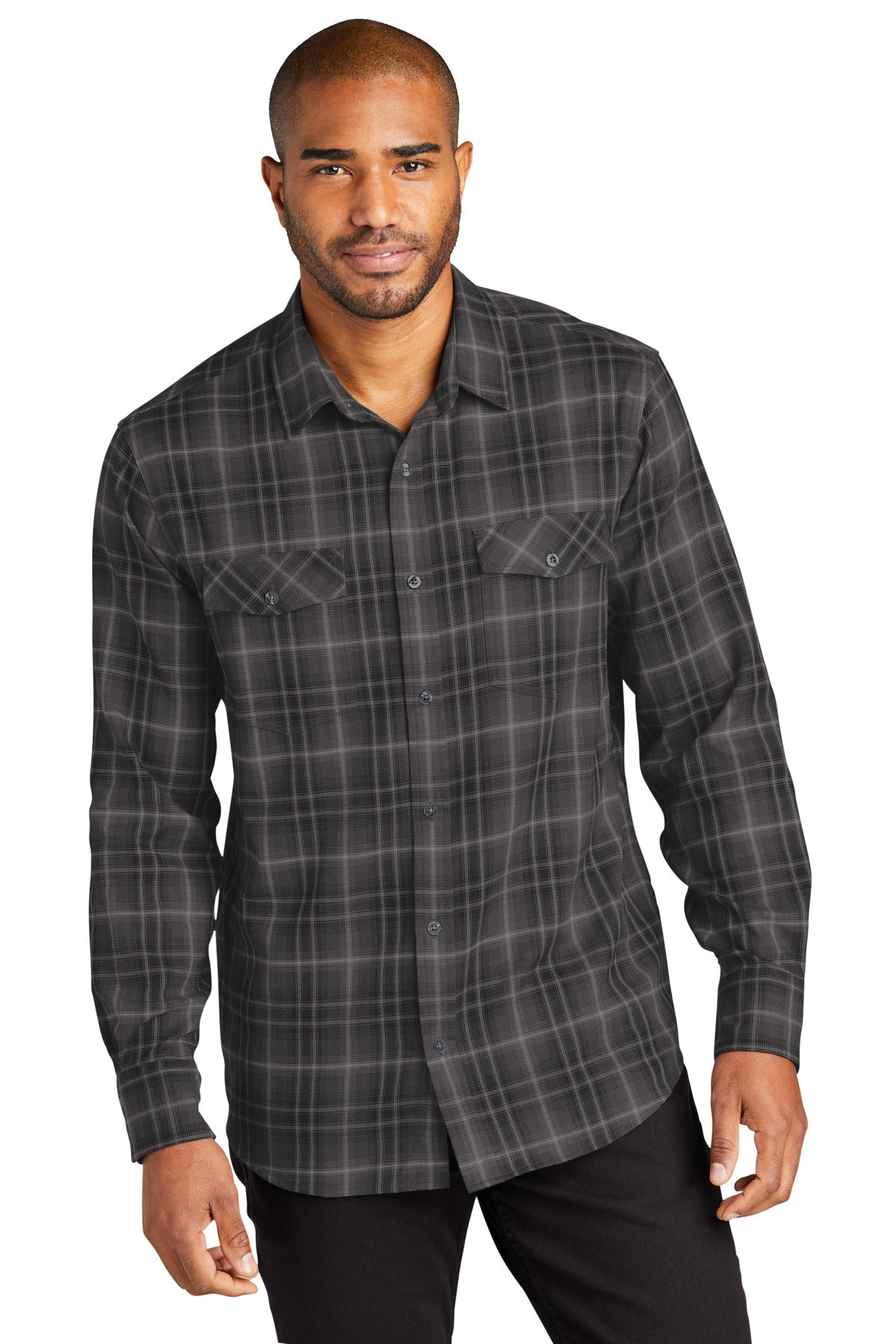 Port Authority- Port Authority® Long Sleeve Ombre Plaid Shirt W672-Medtech- 1