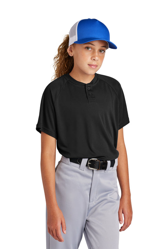 Sport-Tek- Sport-Tek® Youth PosiCharge® Competitor™ 2-Button Henley YST359-Medtech- 1