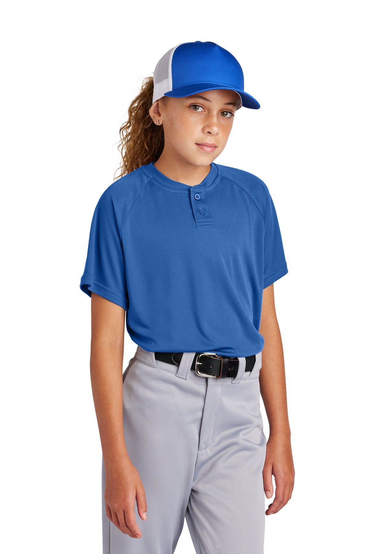 Sport-Tek- Sport-Tek® Youth PosiCharge® Competitor™ 2-Button Henley YST359-Medtech- 12