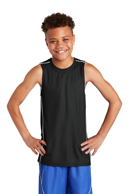 Sport-Tek- Sport-Tek® Youth PosiCharge® Mesh Reversible Sleeveless Tee. YT555-Medtech- 1