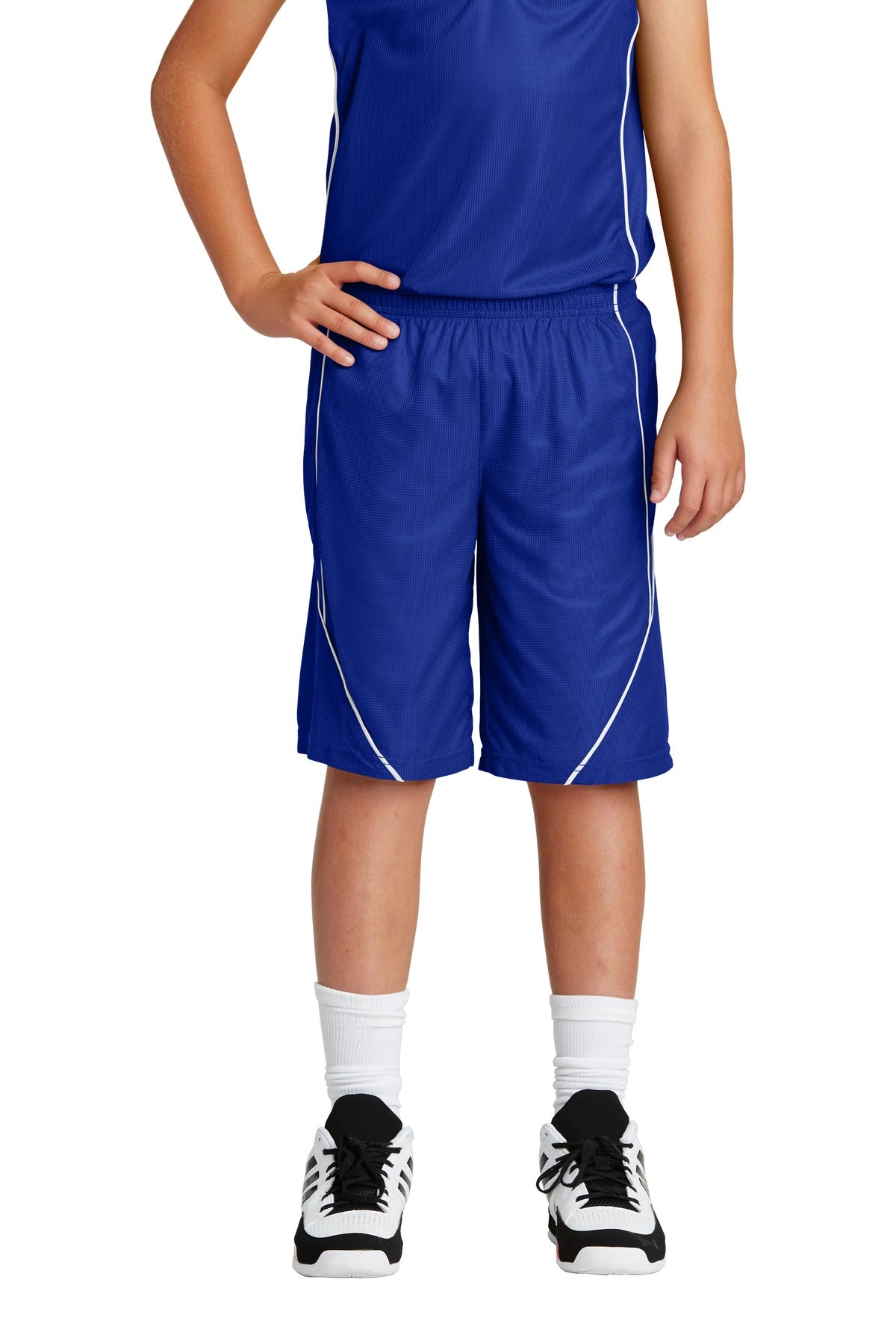 Sport-Tek- Sport-Tek® Youth PosiCharge® Mesh Reversible Spliced Short. YT565-Medtech- 3